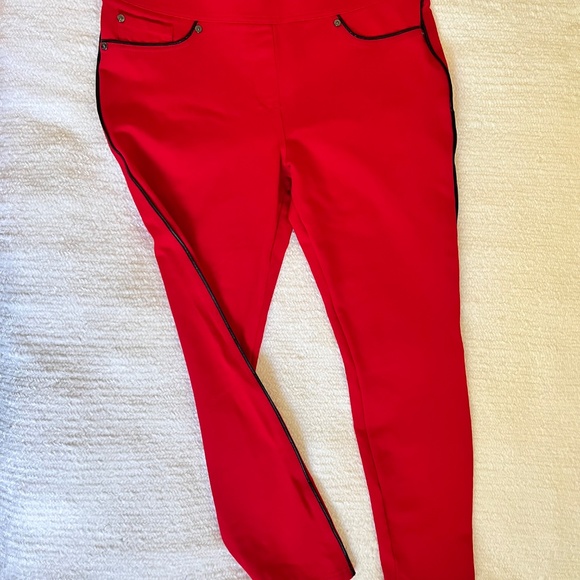 Nygard Slims Red Jegging Pants L (14–16) Stretch Pull-On Black Trim - Picture 8 of 10